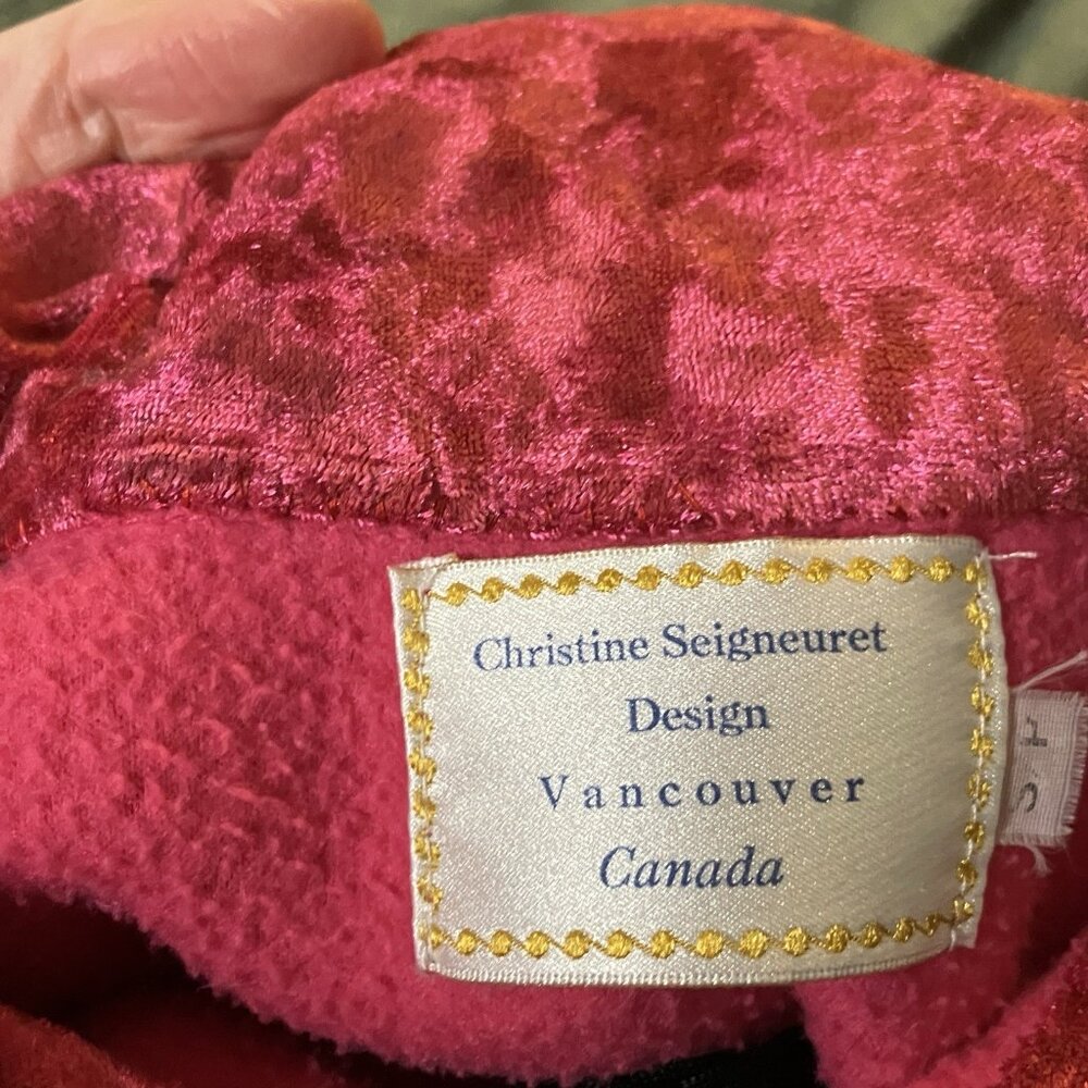 Vintage Christine Seigneuret Fleece Vest Womens S Pink Fleece OOAK Artsy Zip 90s - Picture 8 of 8
